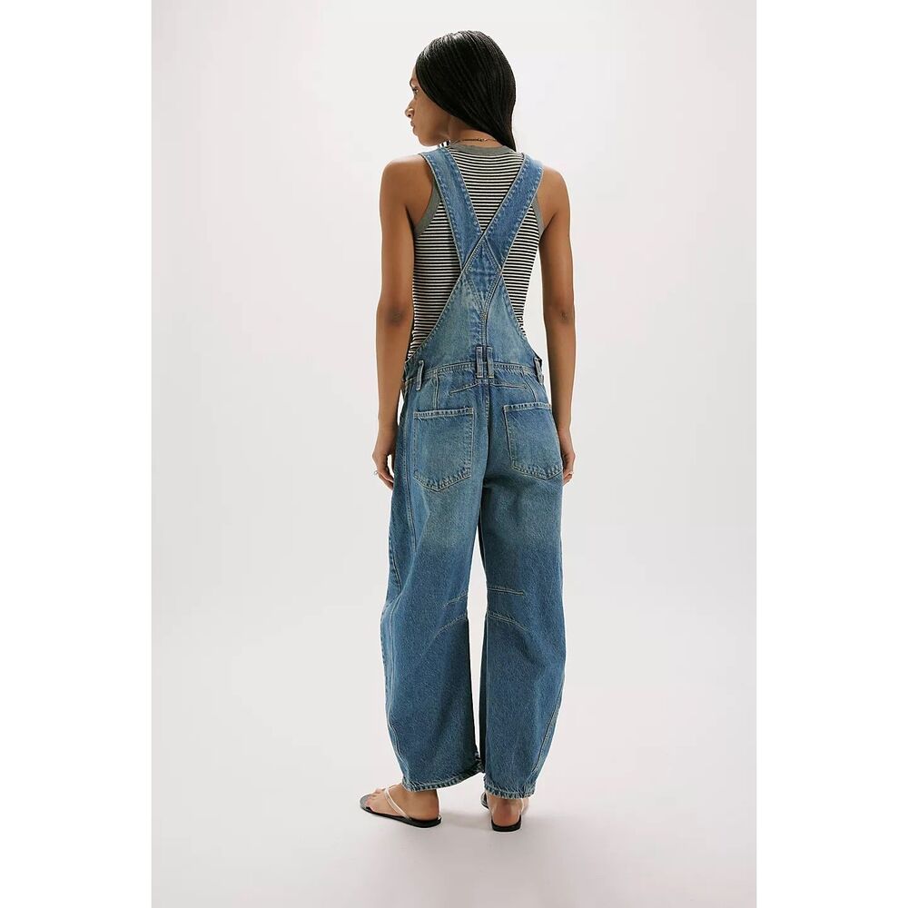 Free People We The Free Good Luck Barrel Dungarees Size M - Picture 4 of 13